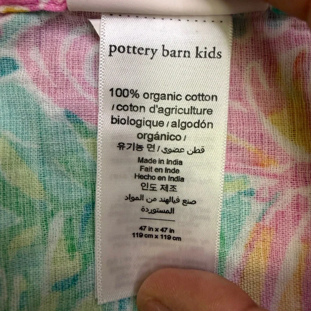 Lilly Pulitzer Pottery Barn Kids‎ Organic Cotton Muslin Swaddle Butterfly Pink